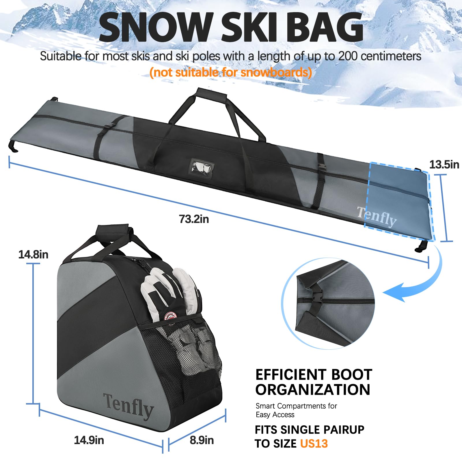TENFLY boot bag profile with straps offering comfortable transport benefit