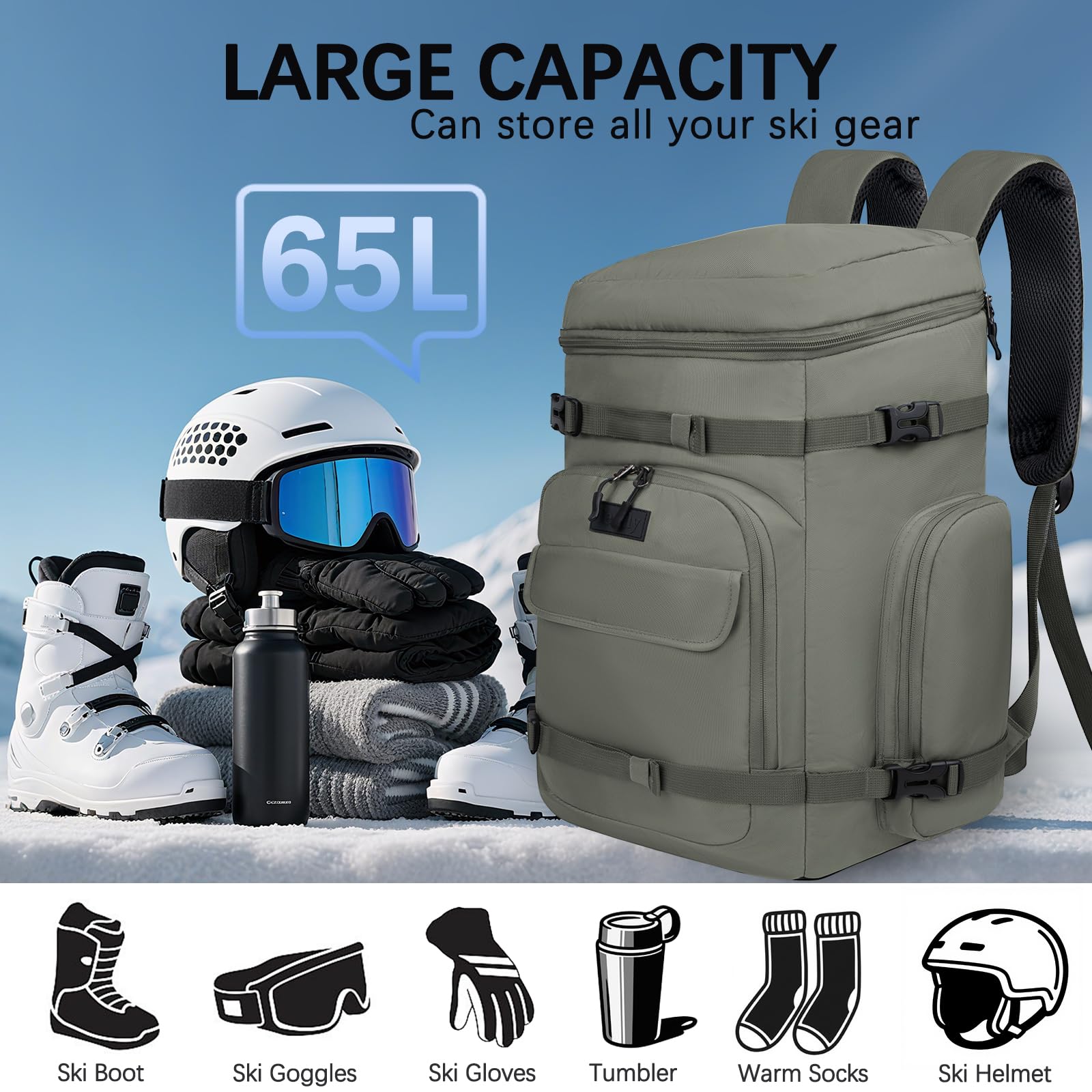 TENFLY close-up of helmet pocket for safe helmet storage