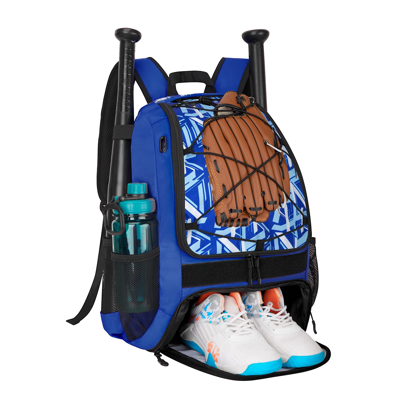 TENFLY bag hanging from dugout rail in real game setting for quick access