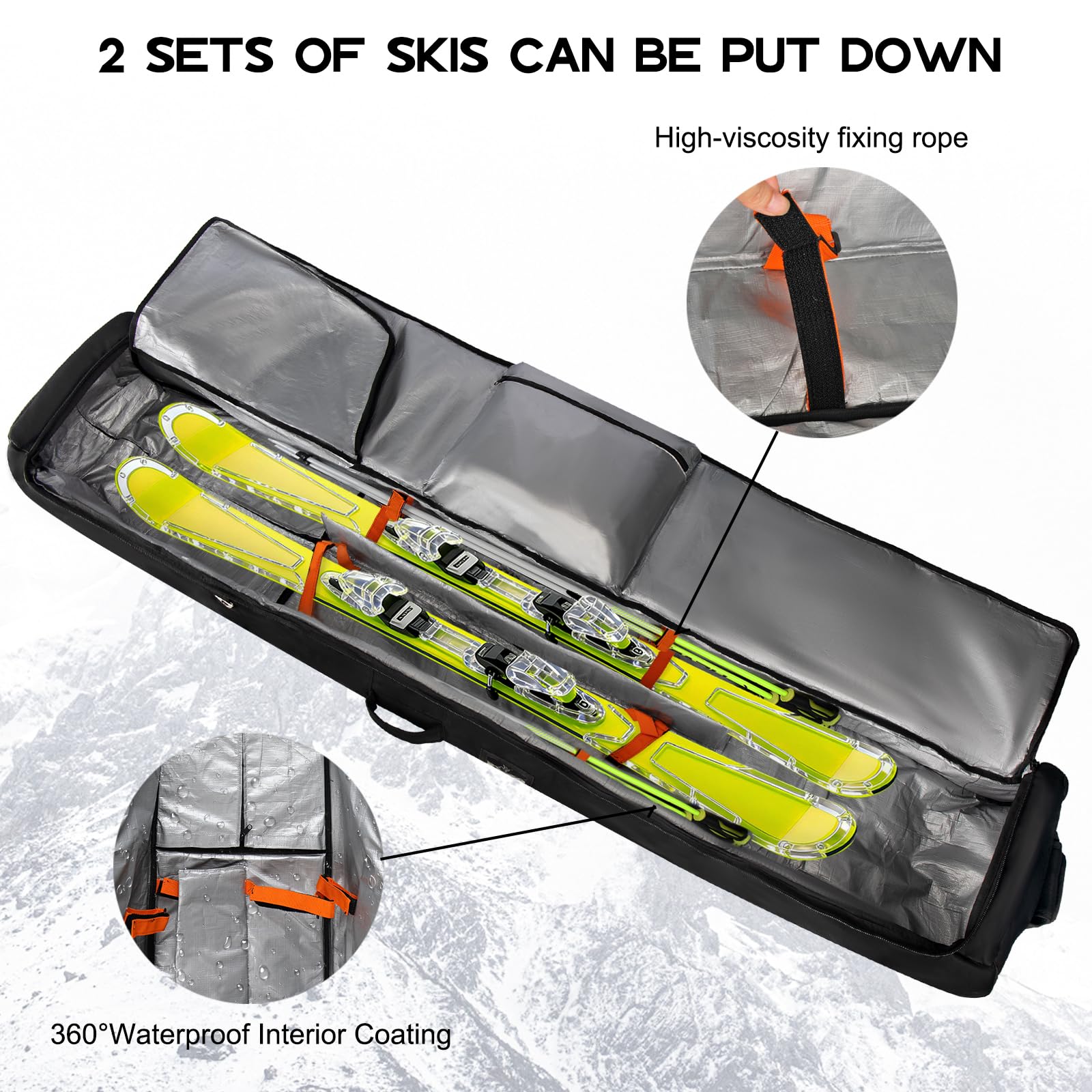 TENFLY interior padding detail protecting skis from impacts