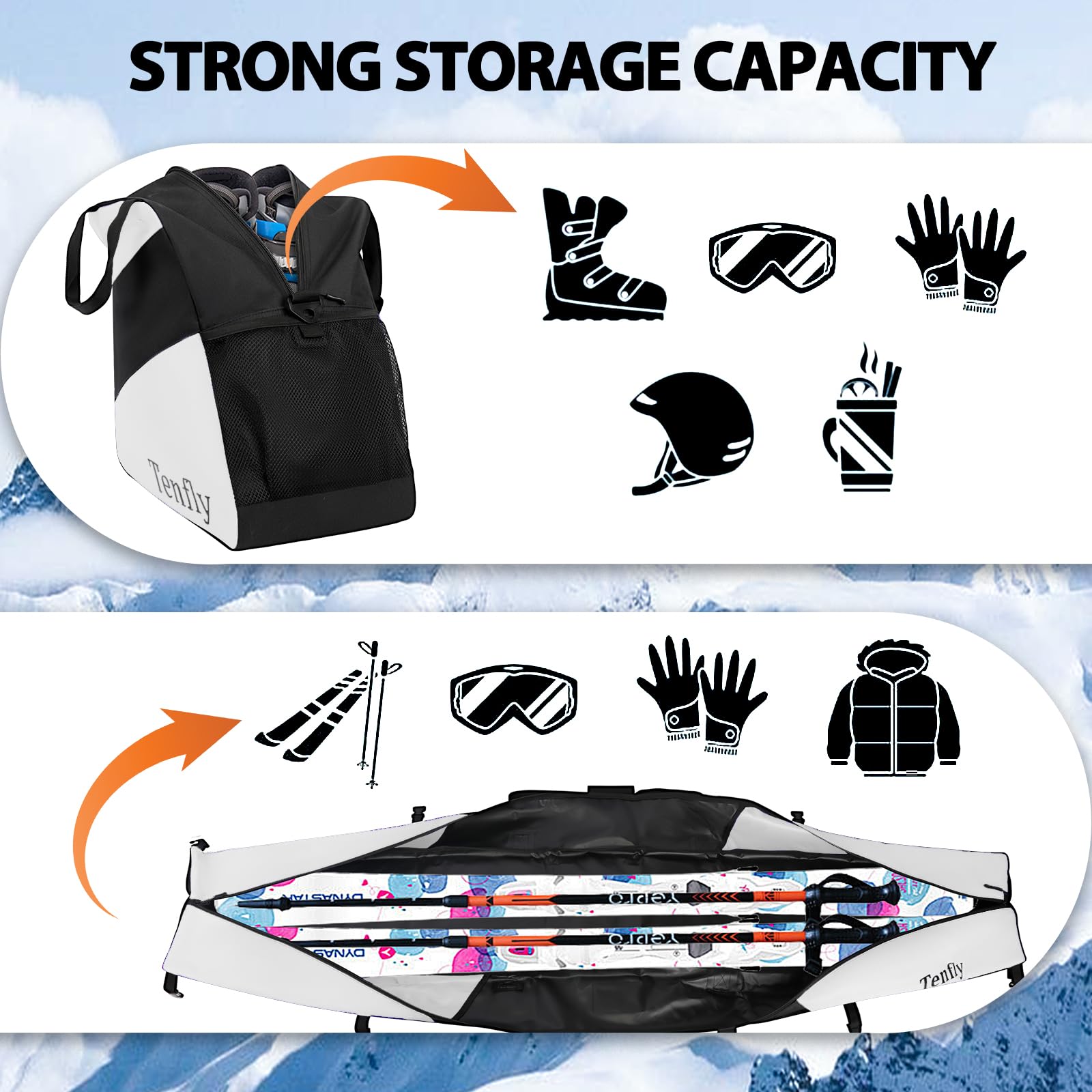 TENFLY ski bag being carried in airport showing easy transport benefit