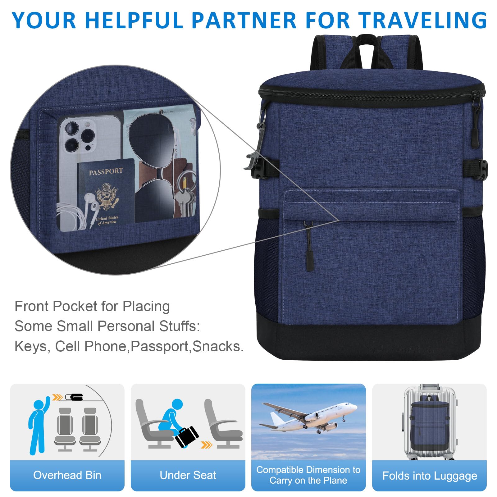 Tenot side mesh pocket holding a bottle for quick access and balanced carry