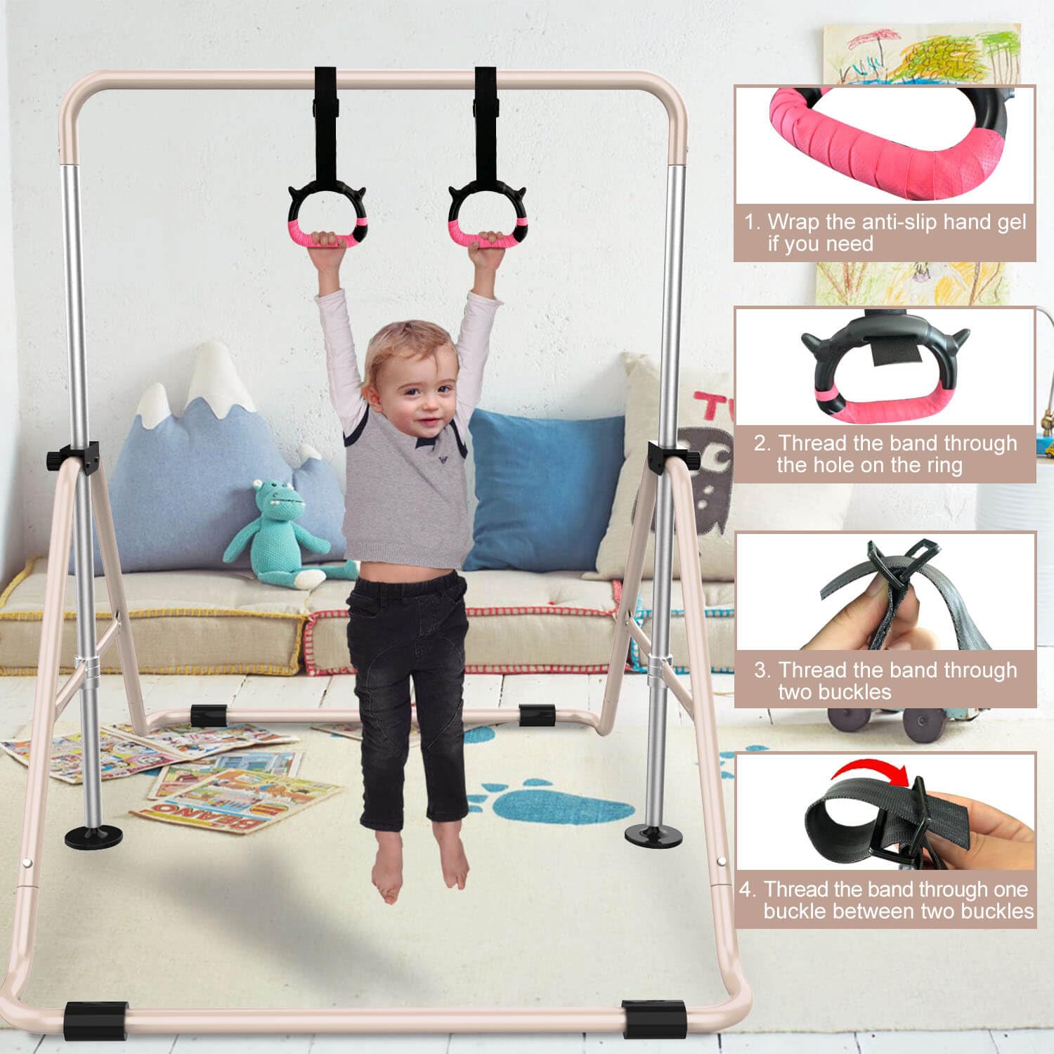 Tepemccu gymnastics rings in use demonstrating coordination and skill practice