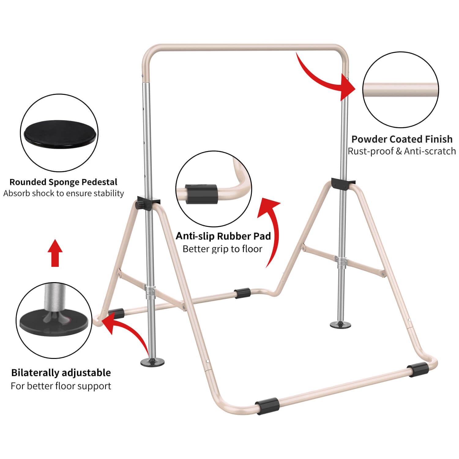 Tepemccu yoga mat and bar base showing cushioned landing and floor protection