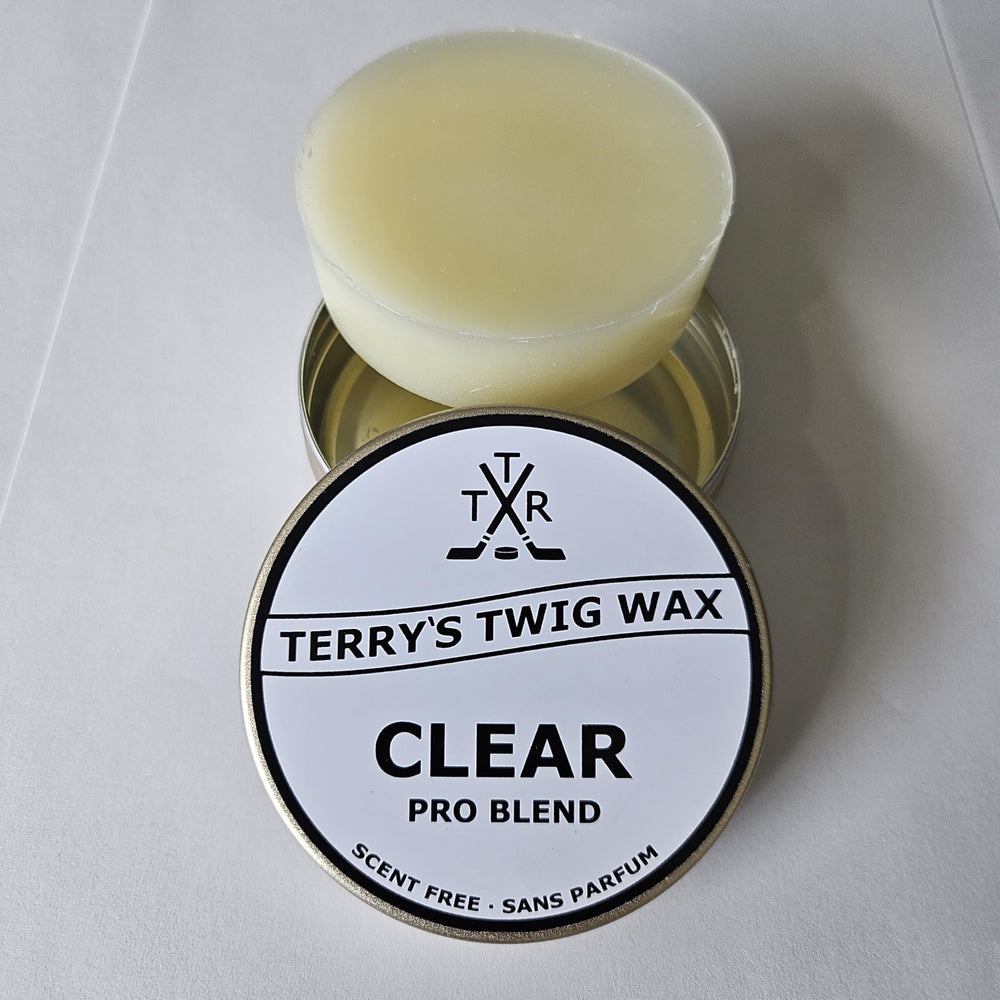 Terry's Twig Wax applied on a hockey stick blade demonstrating improved puck control