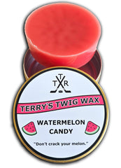 Terry's Twig Wax front tin showing watermelon candy label and 90g size for longer use