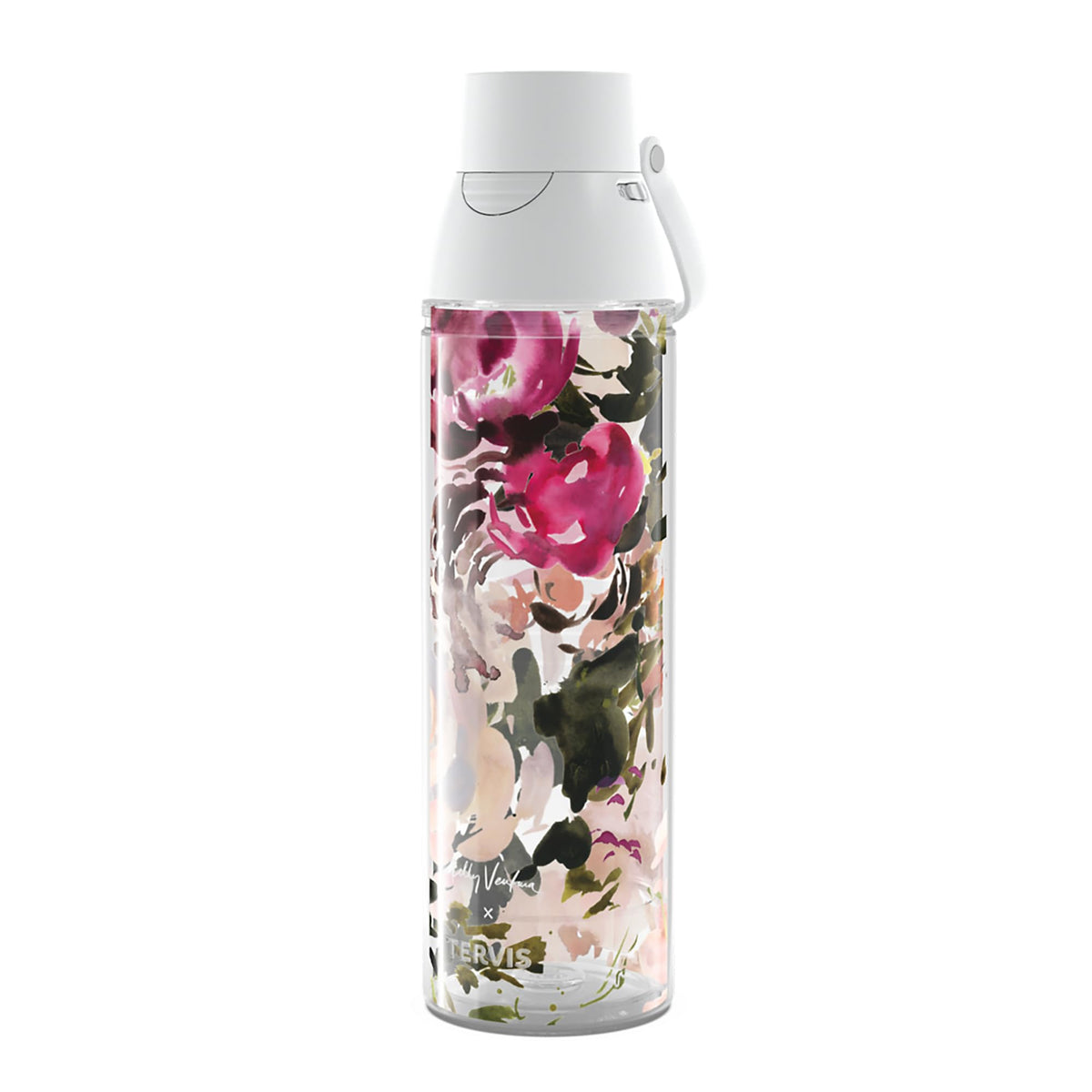 Tervis front view showing posy pattern and 24oz capacity, attractive and practical
