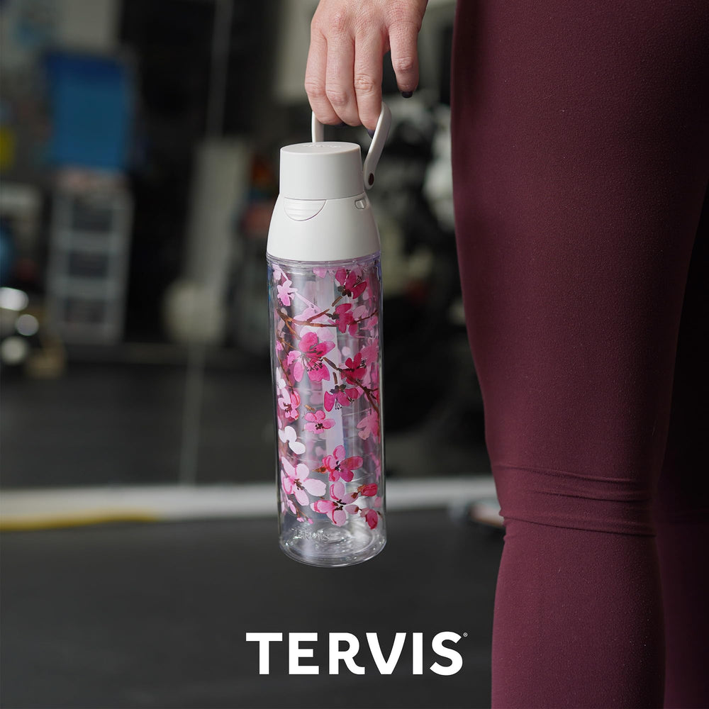 Tervis bottle inside backpack pocket, leak-resistant for travel