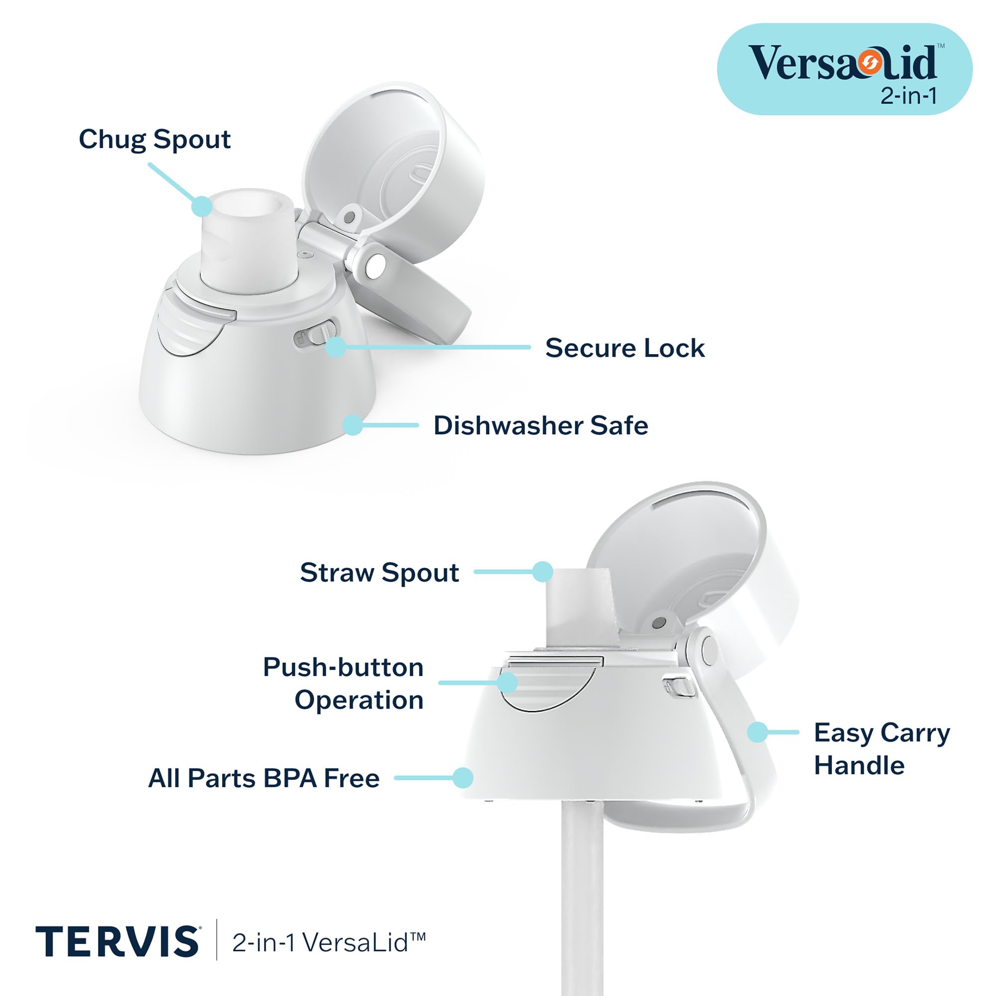 Tervis bottle filled with ice cubes, keeps drinks cold longer