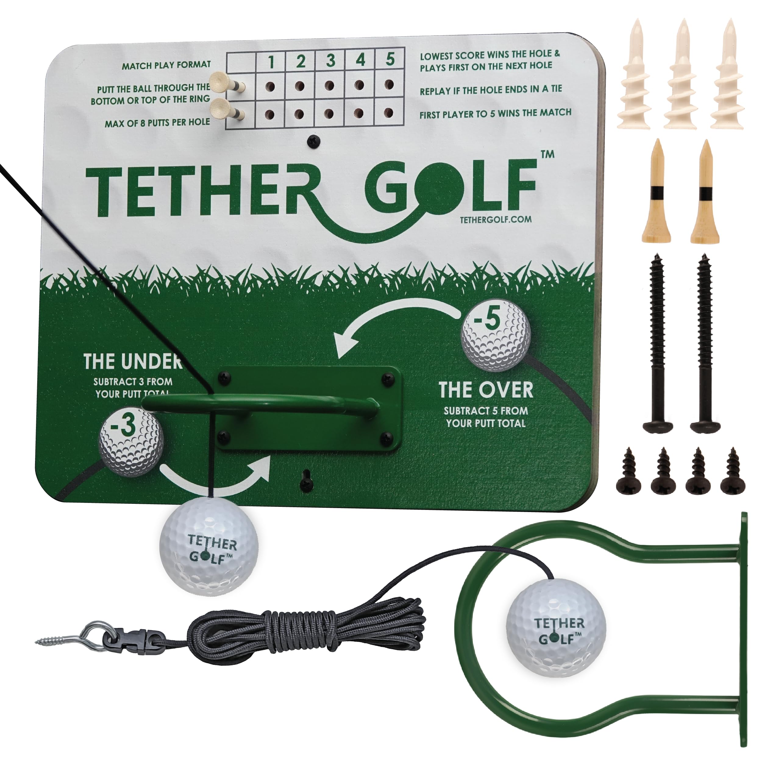 Tether Golf front assembly showing frame and ladder, Tether Golf makes family play simple
