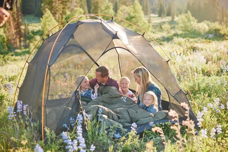 TETON Mammoth on campsite with couple illustrating shared warmth and comfort
