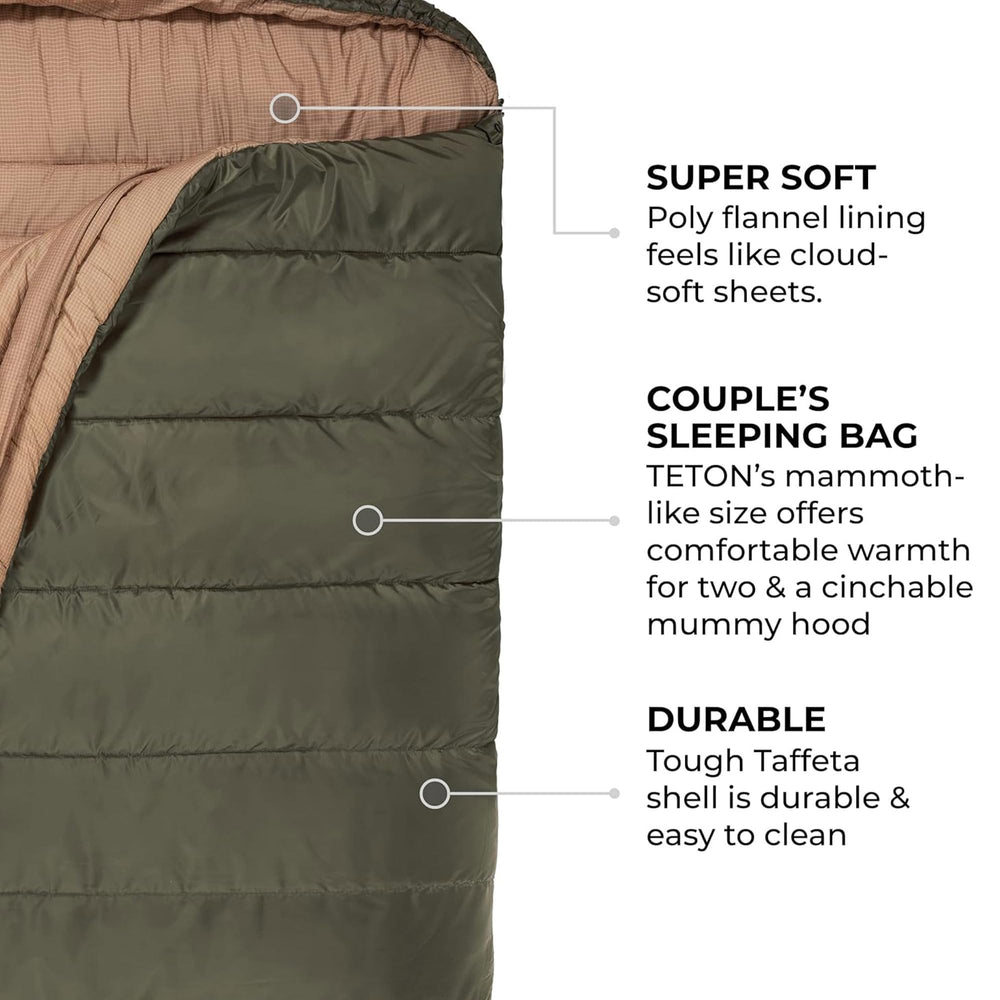 TETON Sports couple using the double bag for shared campsite comfort