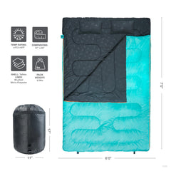 TETON Sports zipped into two individual sleeping bags for flexible campsite sleeping