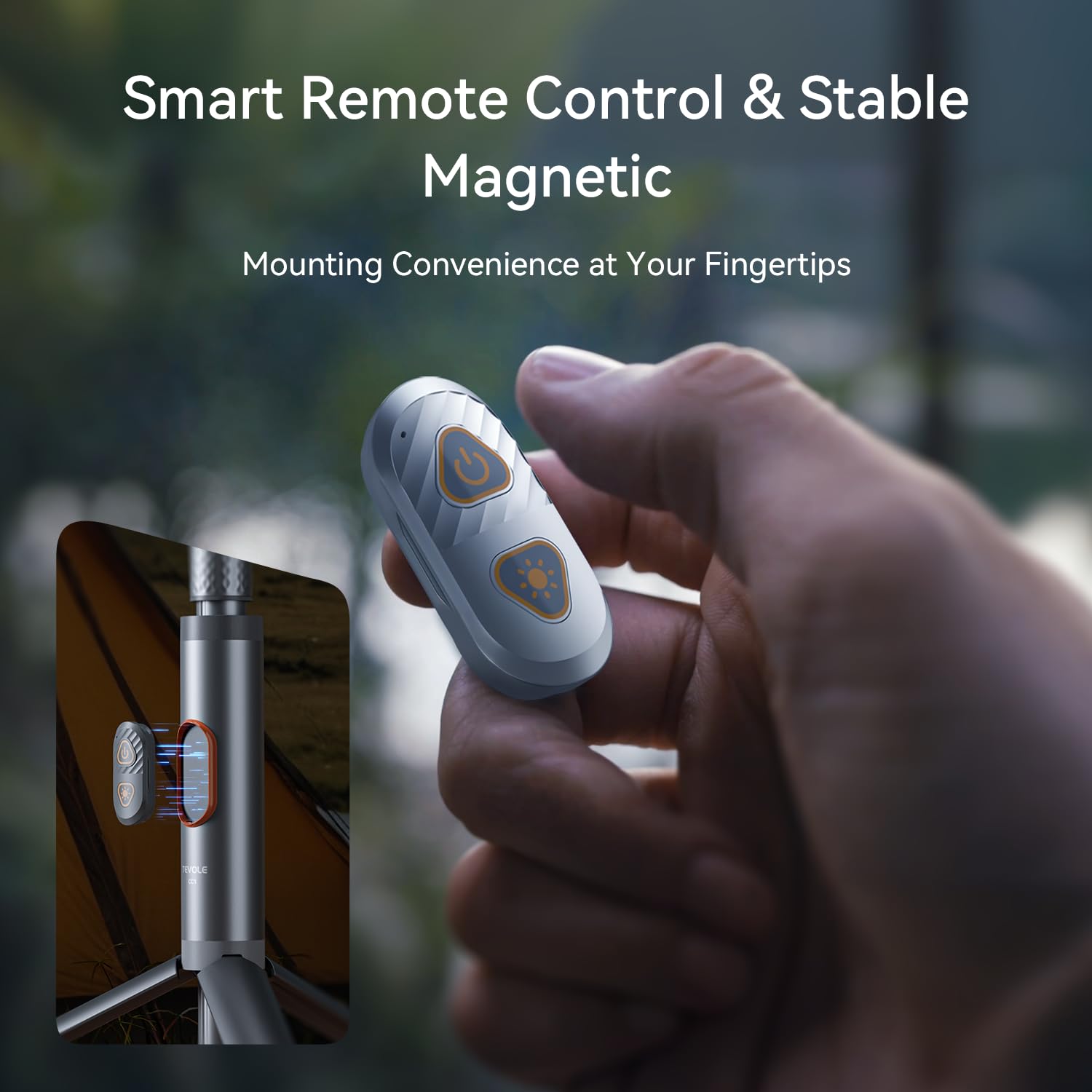TEVOLE magnetic base attached to car showing hands-free mounting benefit