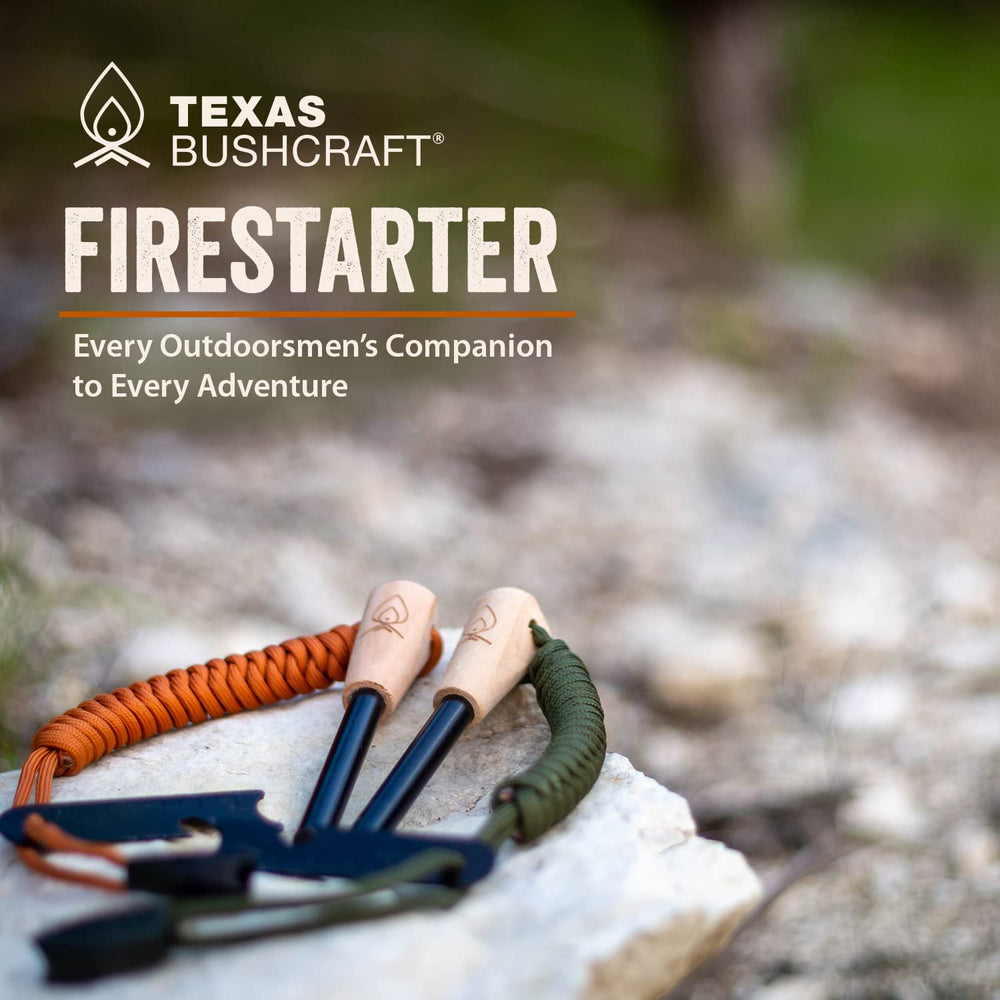 Texas Bushcraft close-up of ferro rod texture, showing spark-producing surface for reliability