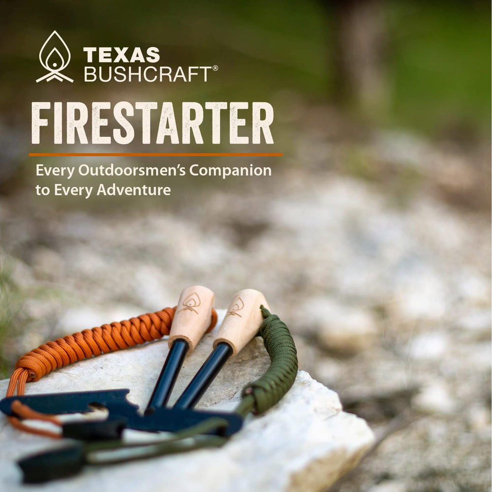 Texas Bushcraft paracord bracelet on wrist offering quick-deploy survival cord