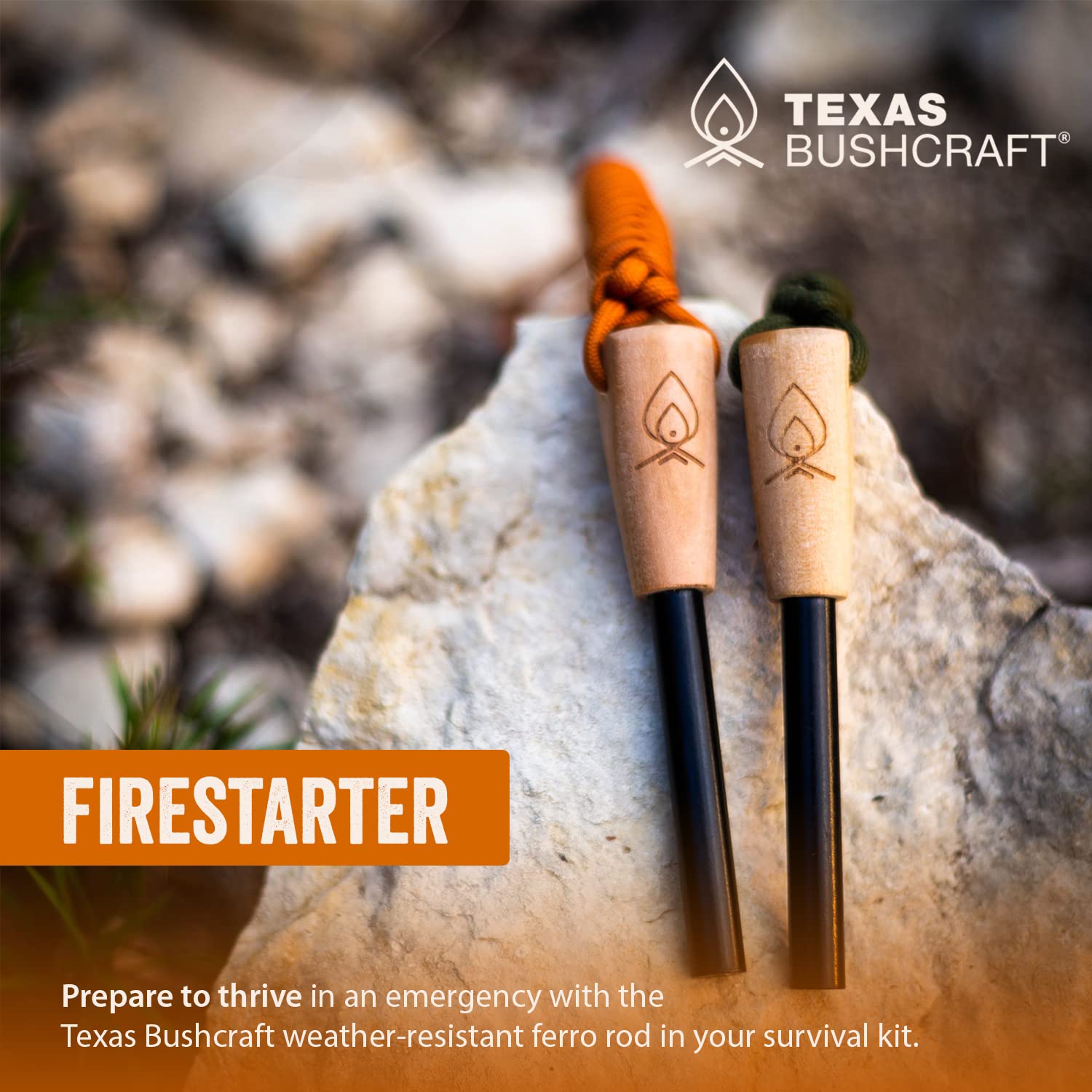 Texas Bushcraft spark test in rain showing weather-resistant performance benefit