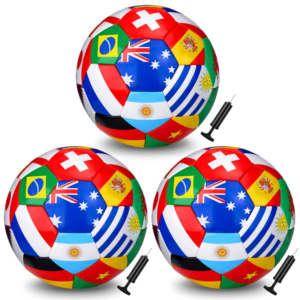 Teyva Daily front view of three world flag balls showing colorful design, great visual appeal