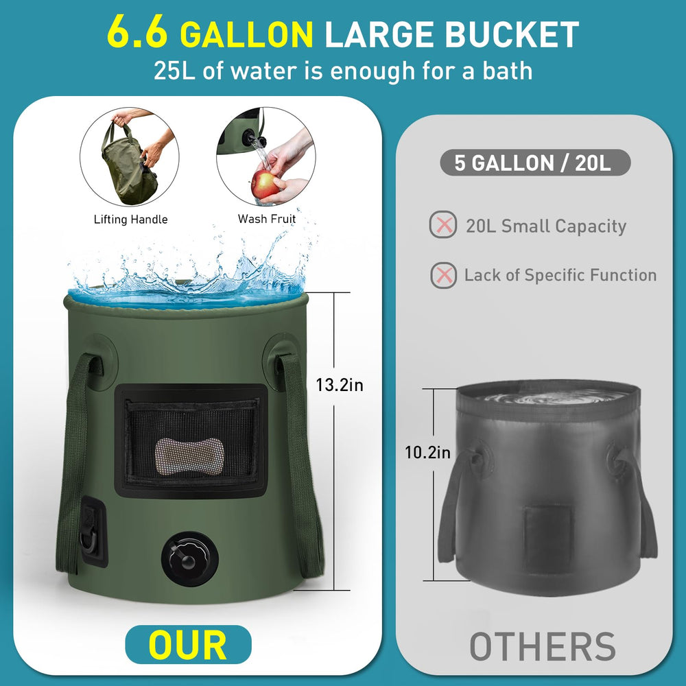 Thallike collapsible bucket expanded demonstrating large 6.6 gallon capacity
