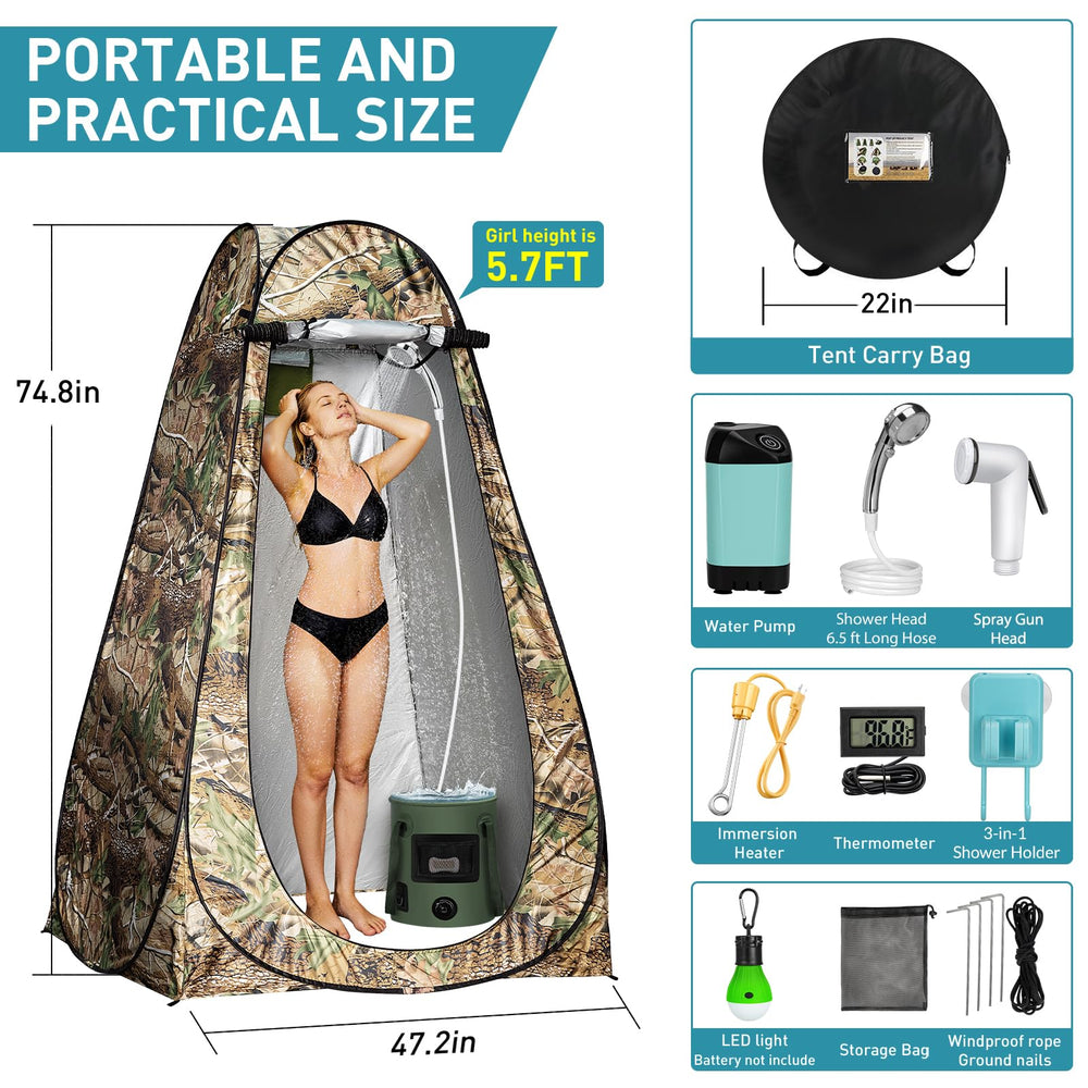 Thallike tent interior with LED lighting offering visibility and convenience