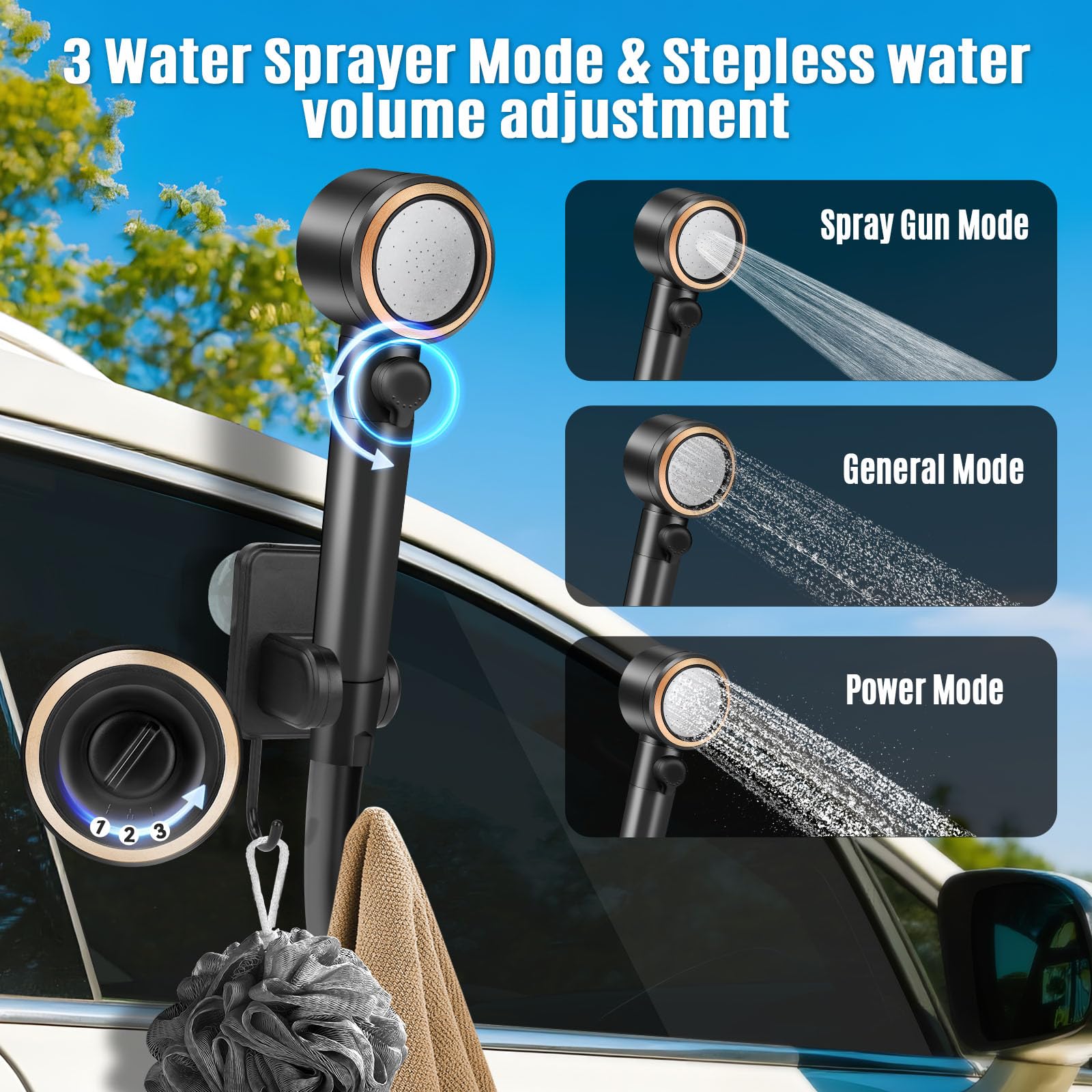 Thallike washing a dog outdoors illustrating quick pet-cleanup convenience