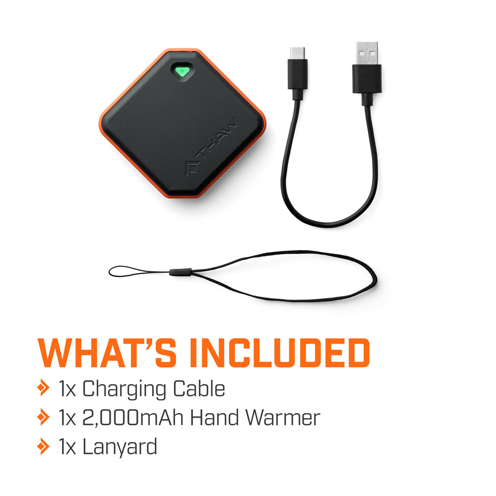 THAW with lanyard and USB-C cable showing included accessories