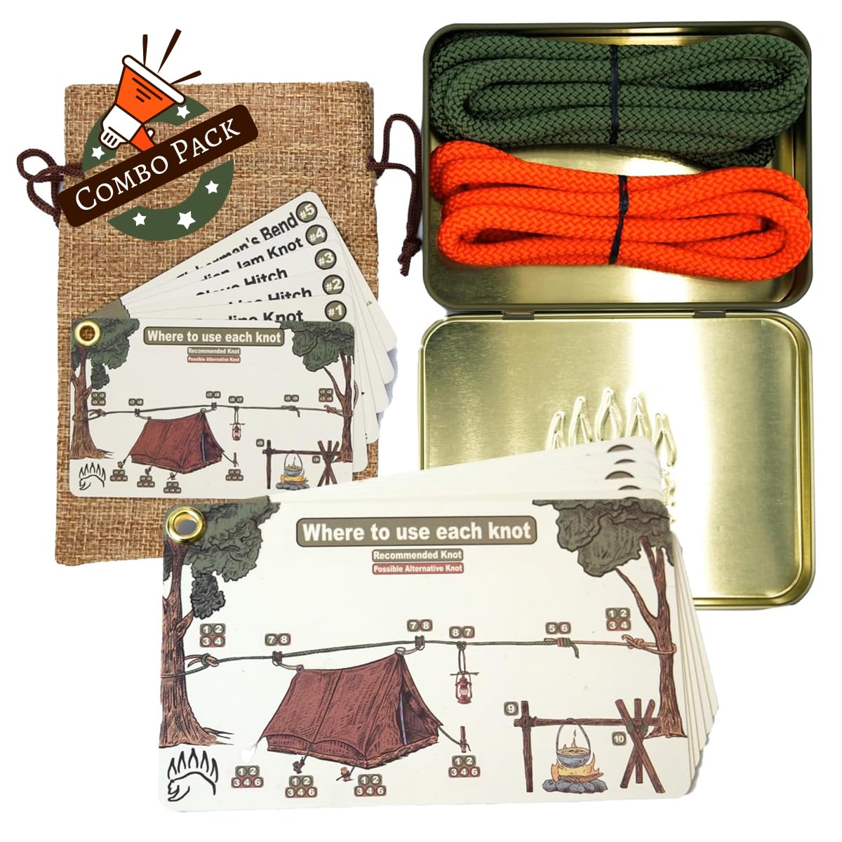 The Bear Essentials front packaging showing waterproof knot cards and kit benefits