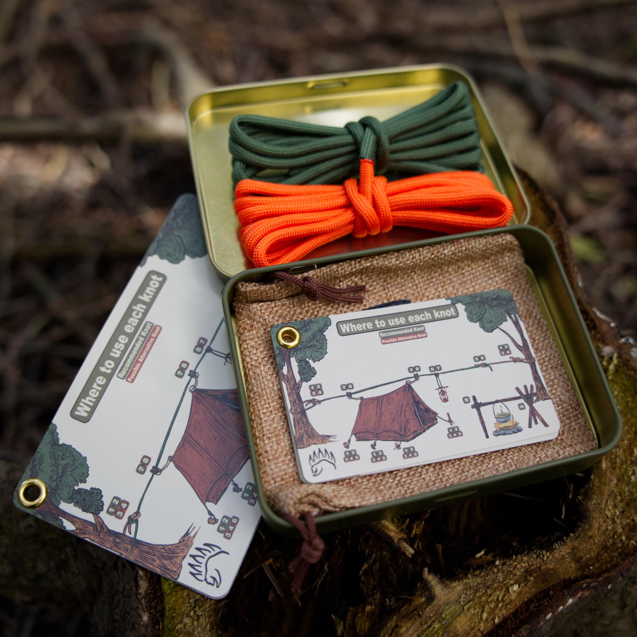The Bear Essentials two paracord practice ropes demonstrating durable texture