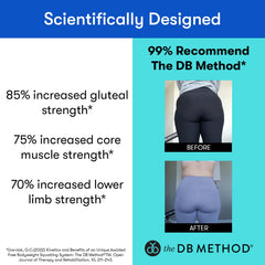 THE DB METHOD DreamBelt worn during hip thrust demonstrating use and resistance benefit: intensifies glutes