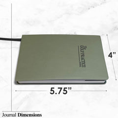 Close-up of The Golf Practice Journal stitching highlighting sturdy construction benefit