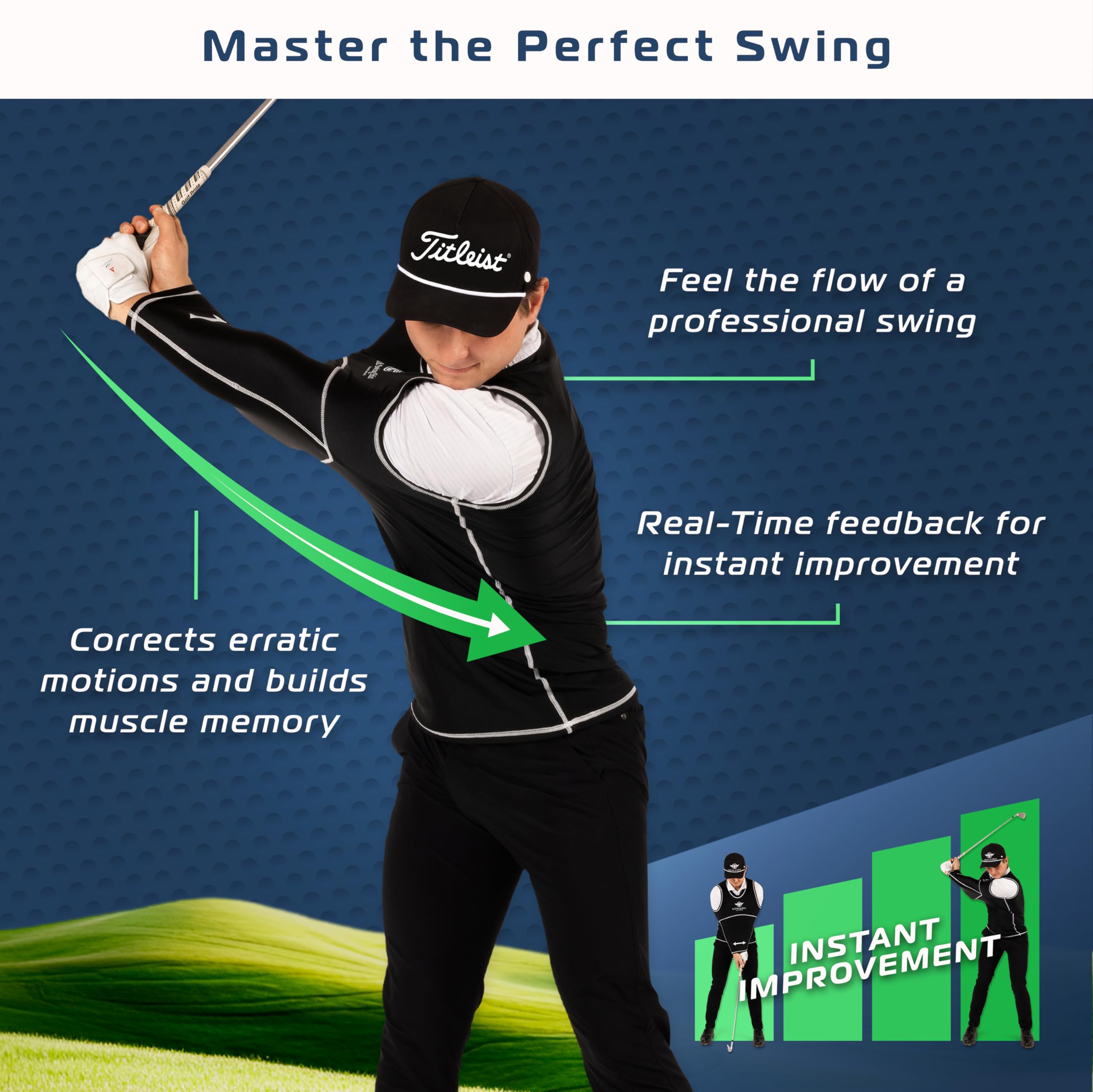 The Golf Swing Shirt back panel detail highlighting alignment cues for better rotation