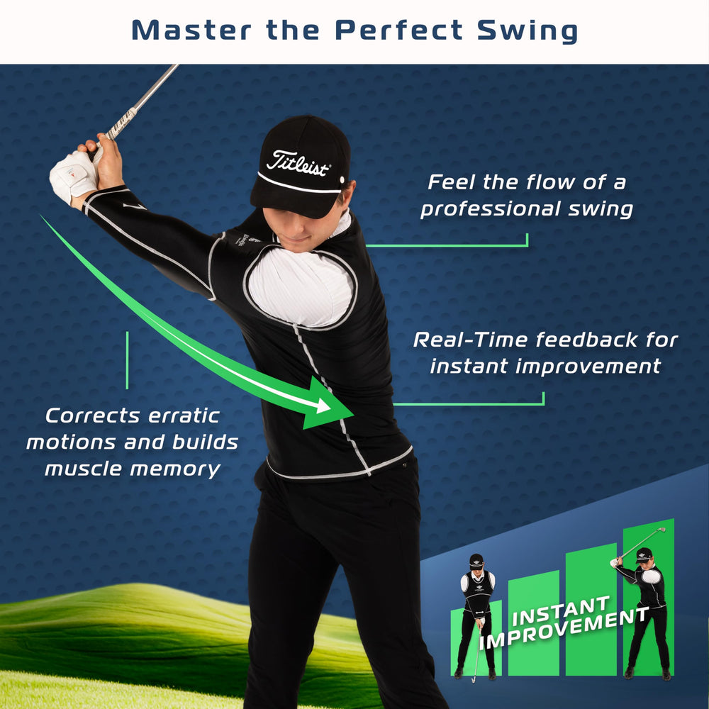 The Golf Swing Shirt back panel detail highlighting alignment cues for better rotation