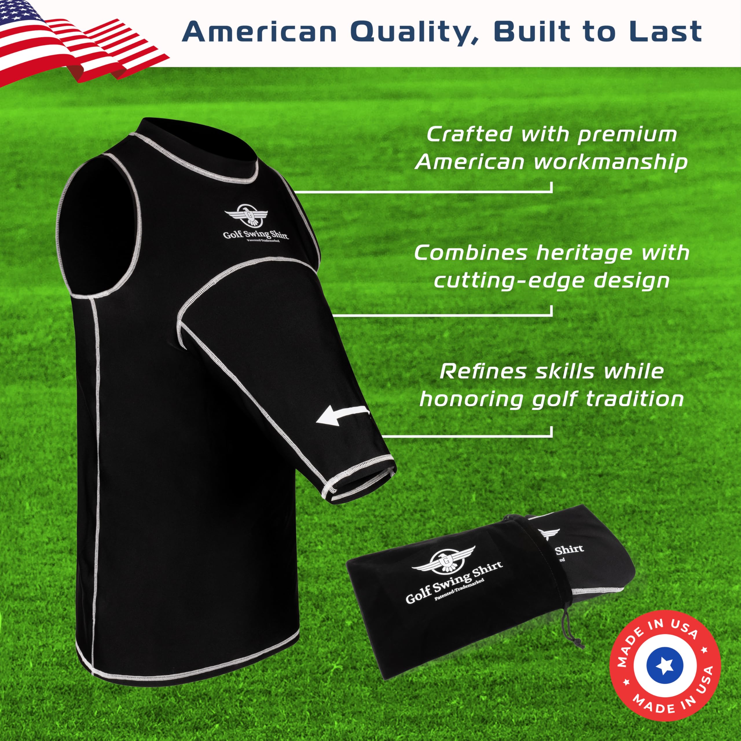 Side profile of The Golf Swing Shirt in motion showing unrestricted, guided swing