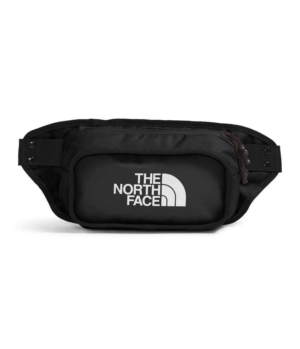 The North Face front view showing compact shape and zippered pocket benefit quick access