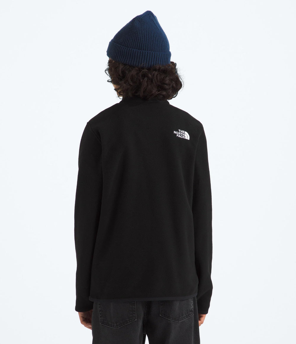 The North Face reverse-coil zipper and chin guard detail for comfort and protection
