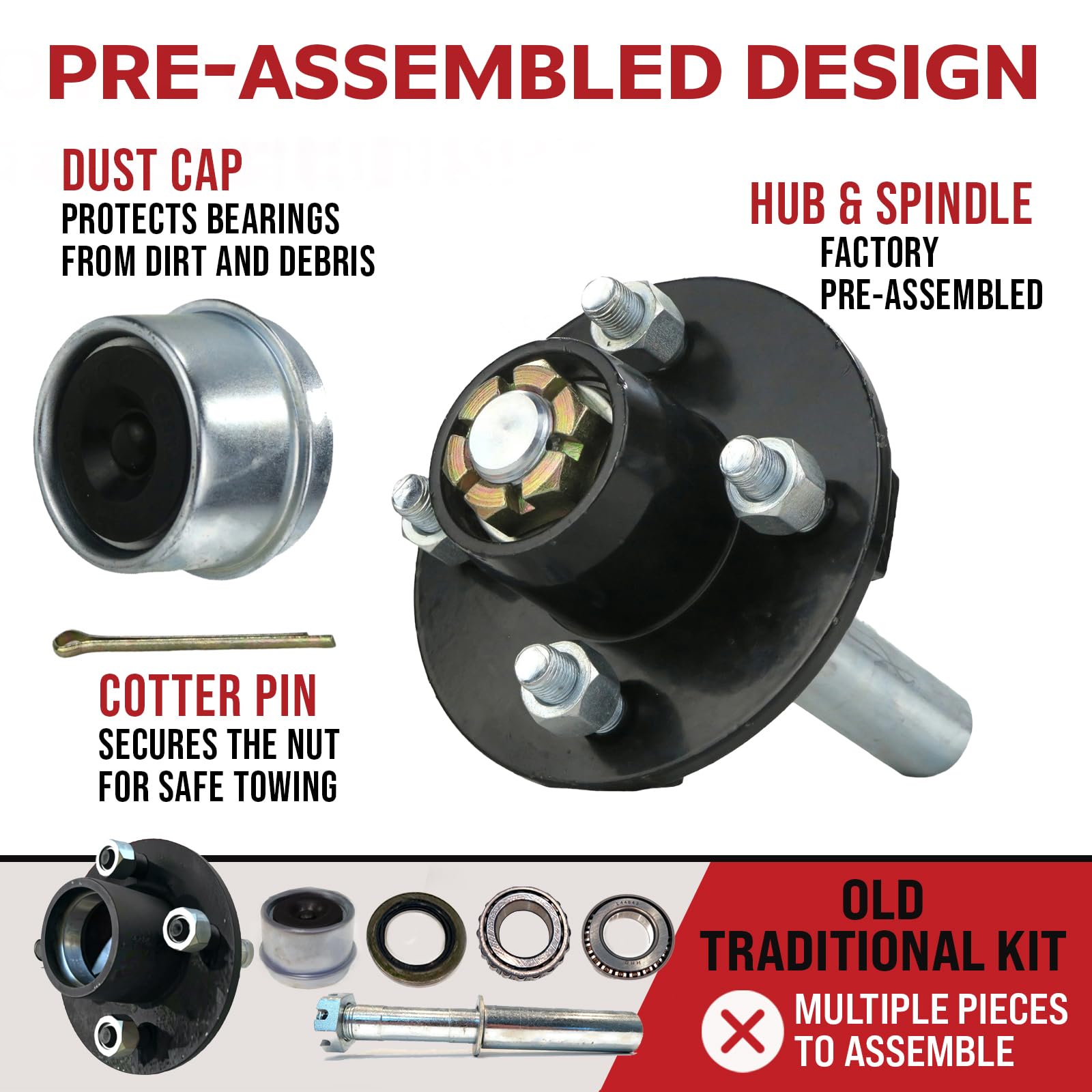 The ROP Shop grease cap and lug nuts displayed for corrosion protection