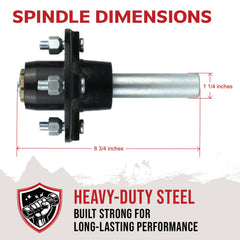 The ROP Shop spindle detail with castle nut and pin for secure attachment