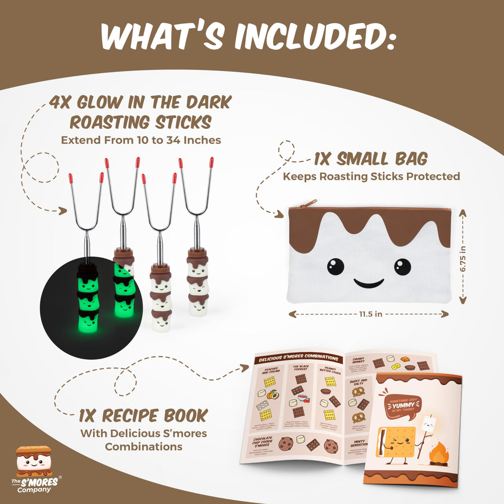 THE S'MORES COMPANY extended stick demonstrating 34-inch reach for safer roasting