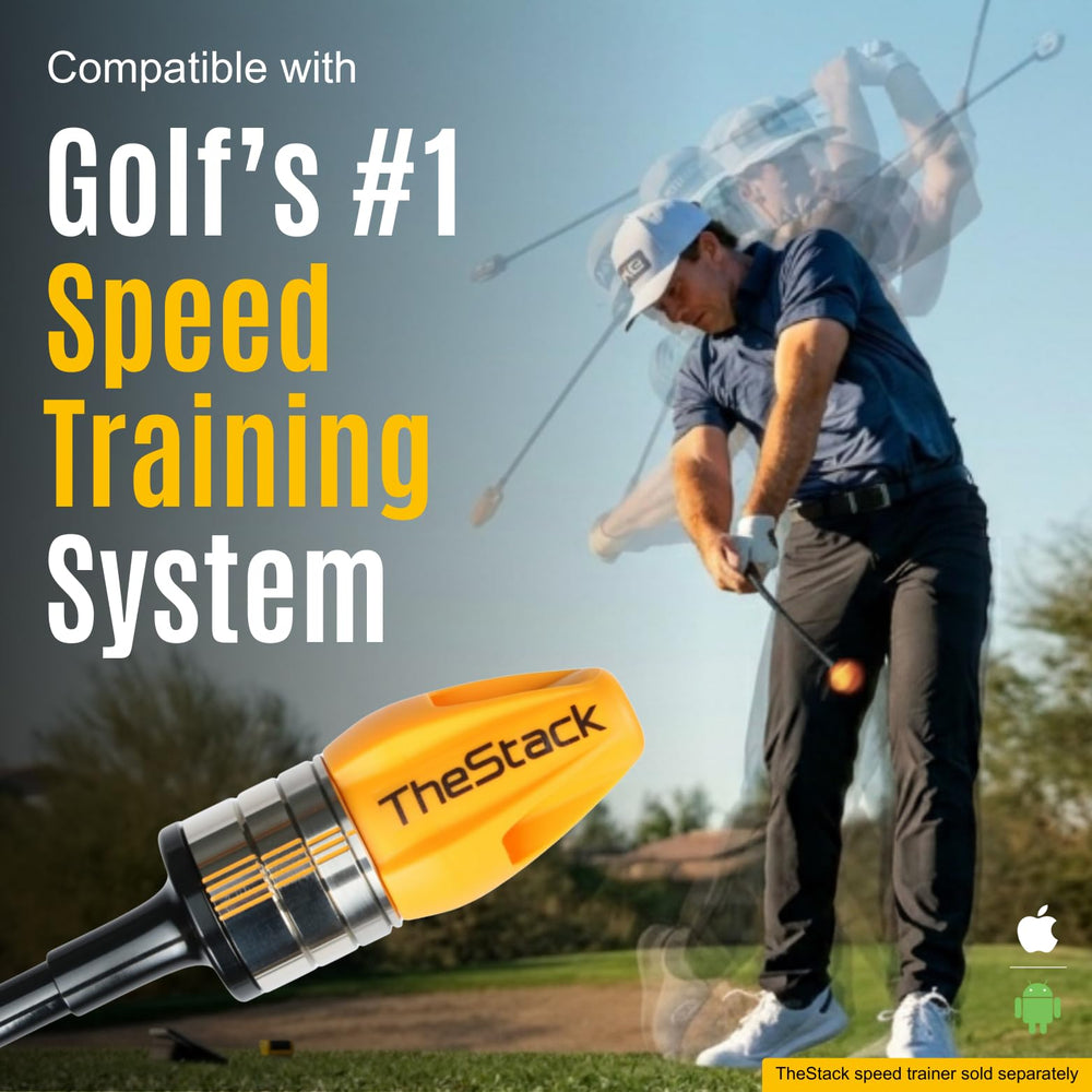Professional golfer using TheStack Radar on the range for consistent speed training