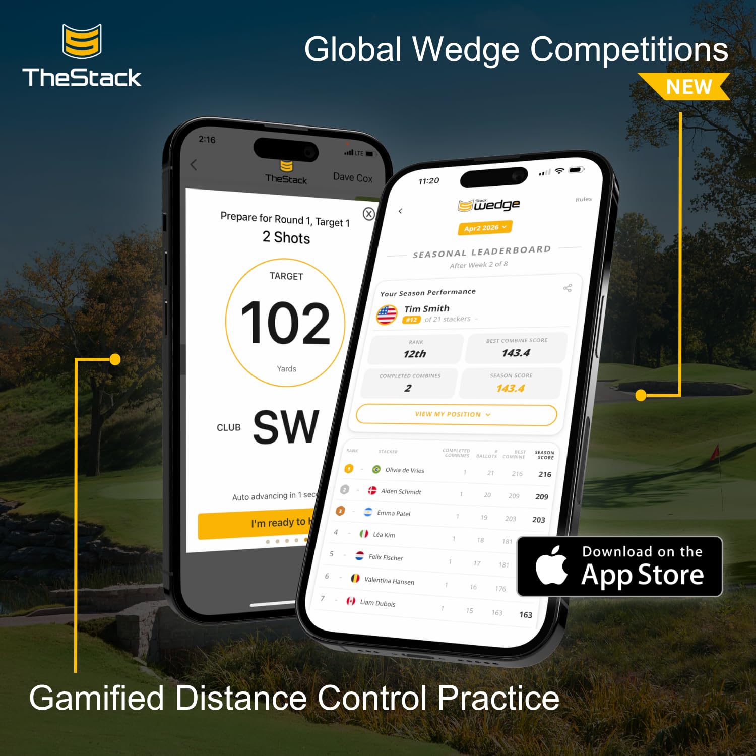 TheStack App wedging mode with TheStack Radar delivering gamified distance practice