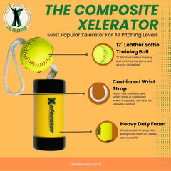The Xelerator 12-inch premium leather ball close-up showing texture and improved grip benefit