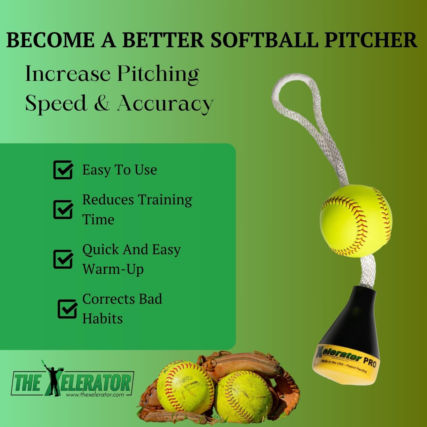 The Xelerator in use with pitcher demonstrating guided pitching plane