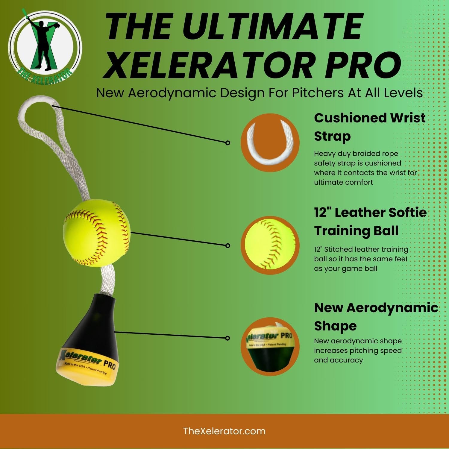 The Xelerator premium 12-inch leather ball close-up for improved grip