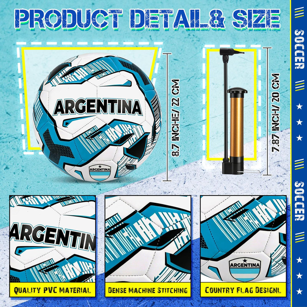 Thenshop Argentina soccer ball close-up of PVC texture and stitching for long-lasting durability