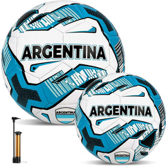 Thenshop Argentina soccer ball front view showing vibrant colors and clear design benefit visibility