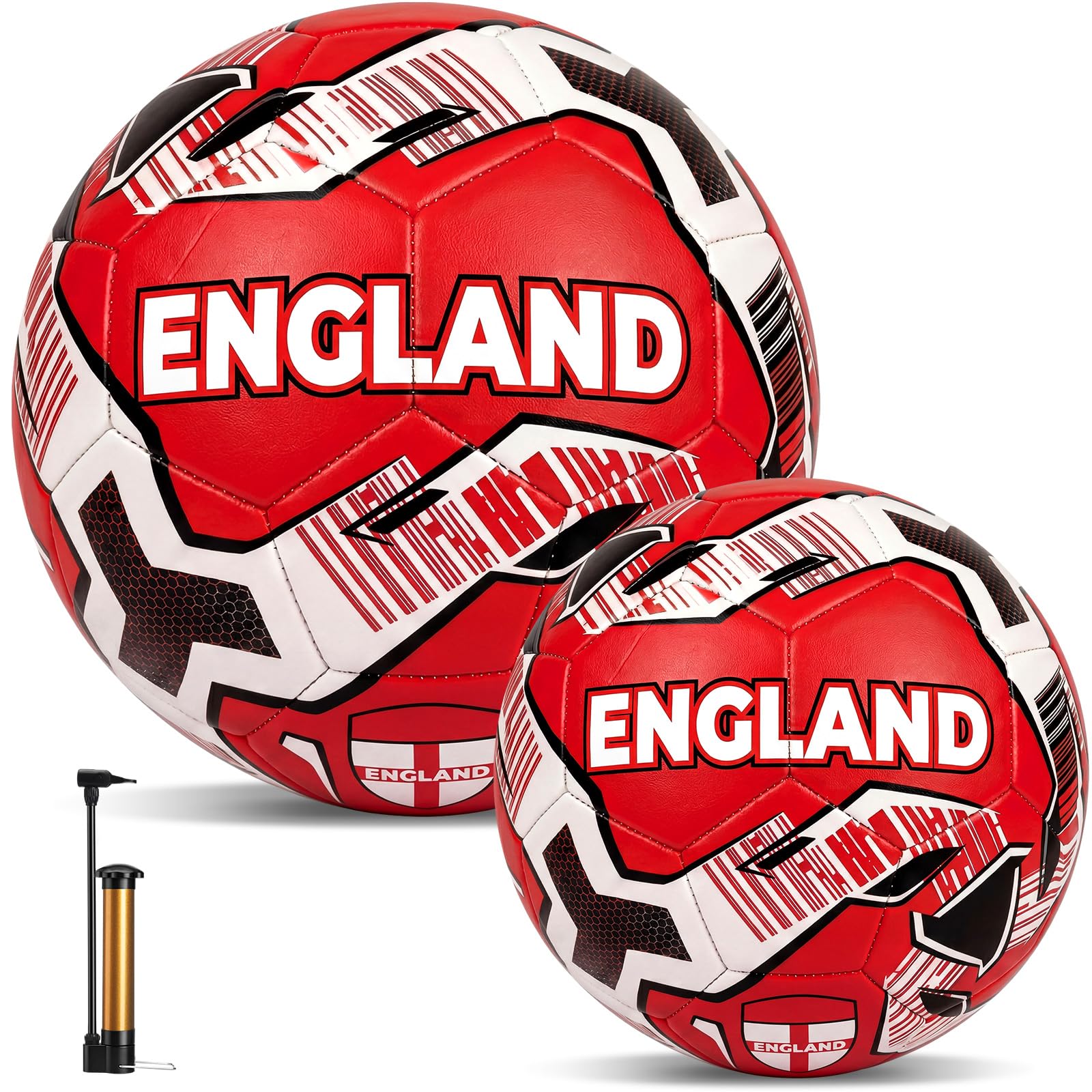 Thenshop front view England-flag soccer ball pair showing bold design and visibility
