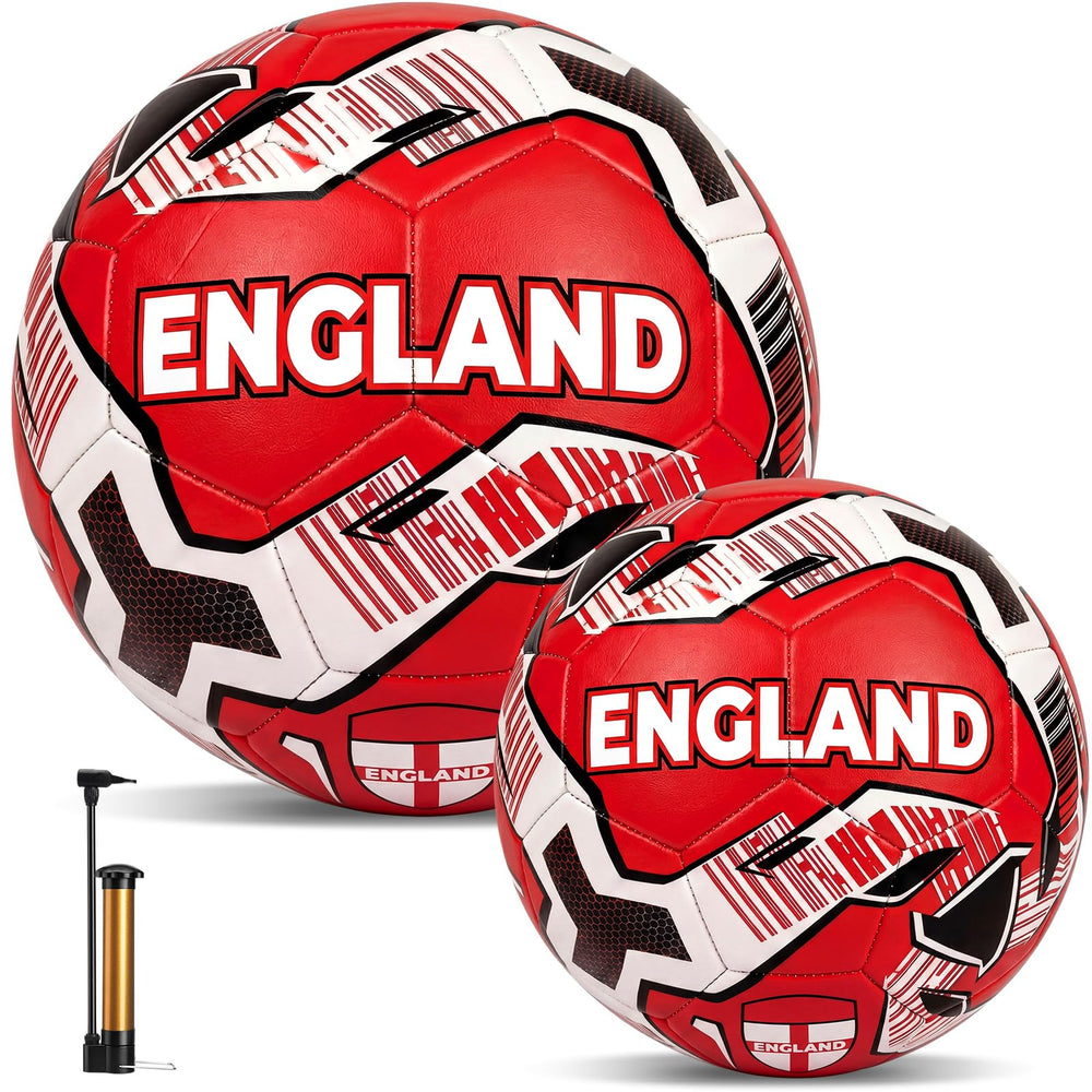 Thenshop front view England-flag soccer ball pair showing bold design and visibility