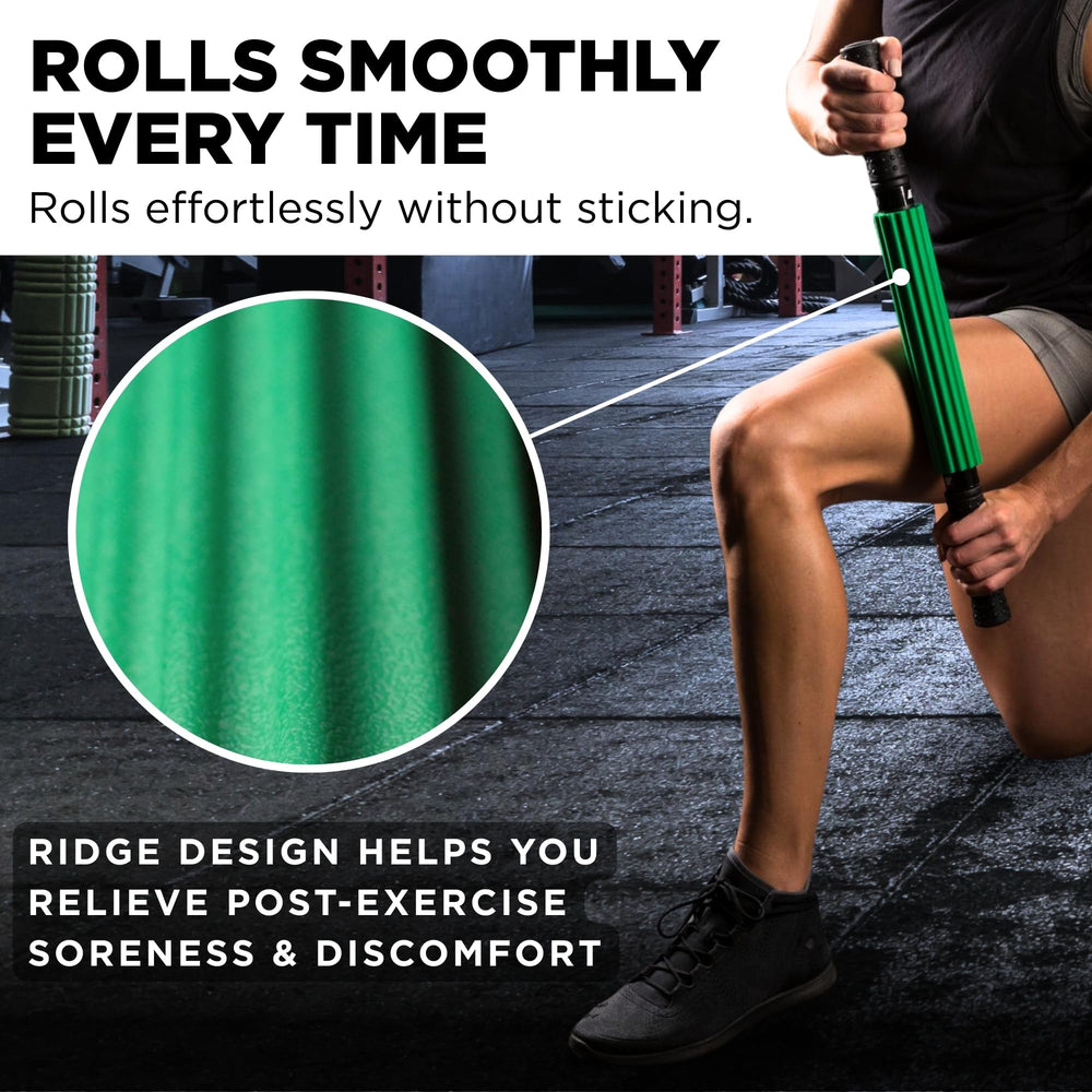THERABAND roller applied to calf showing effective muscle release