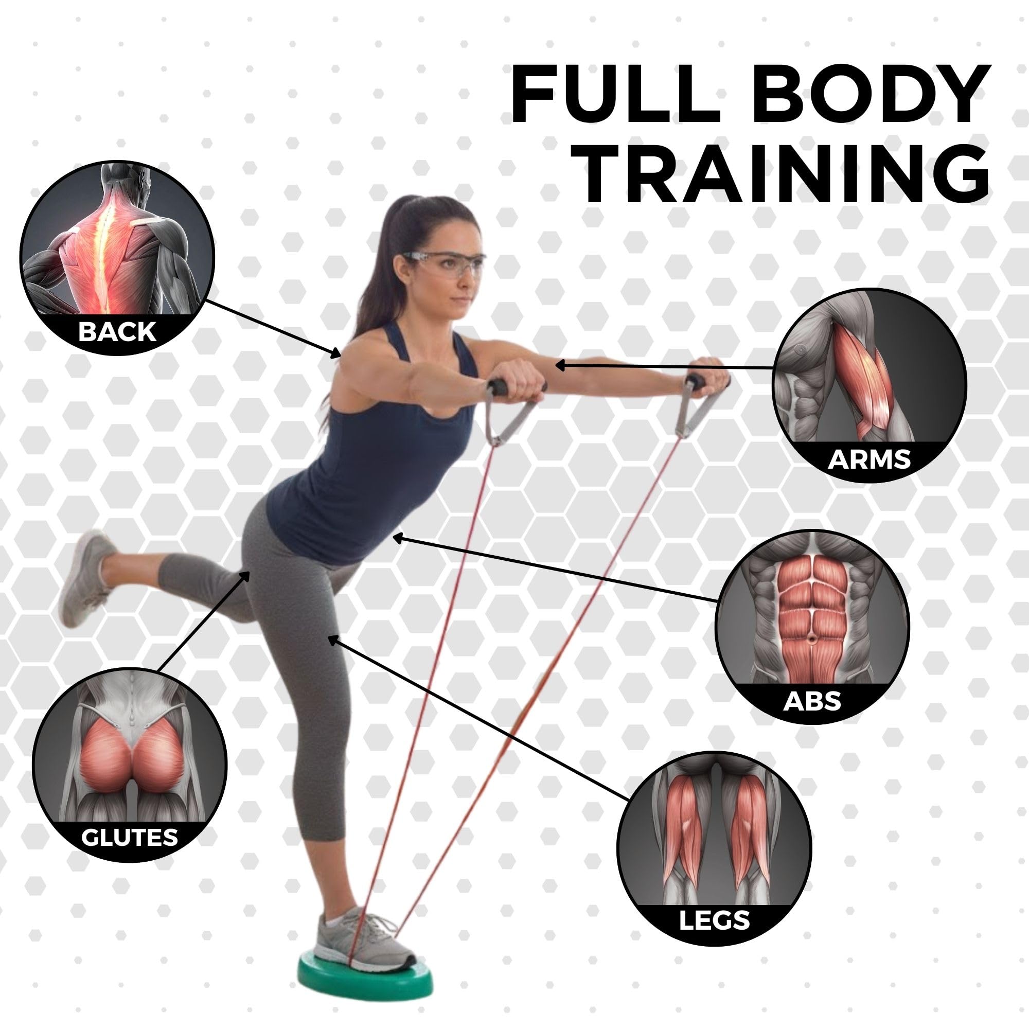 THERABAND in-use in a home gym showing portability and workout adaptability