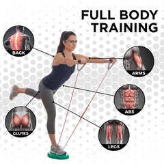 THERABAND in-use in a home gym showing portability and workout adaptability